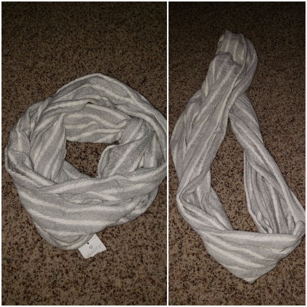Vanity white and sliver scarf nwt